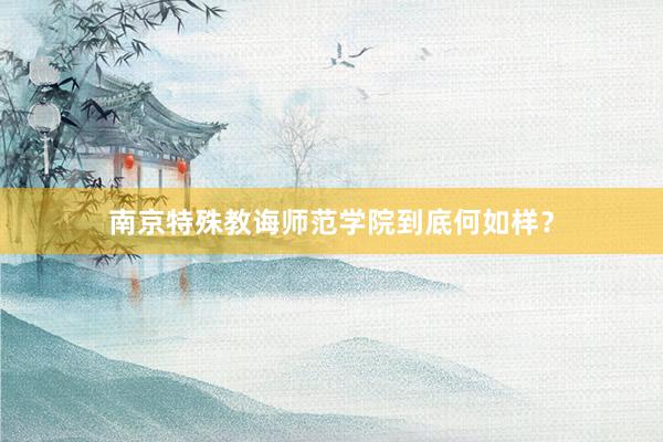 南京特殊教诲师范学院到底何如样？